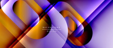 Çizgiler ve modern formlarla vektör geometrik arkaplan. Soyut yuvarlak şekiller, gölge ve ışık efektleri ile akışkan eğimli