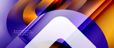 Çizgiler ve modern formlarla vektör geometrik arkaplan. Soyut yuvarlak şekiller, gölge ve ışık efektleri ile akışkan eğimli