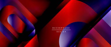 Çizgiler ve modern formlarla vektör geometrik arkaplan. Soyut yuvarlak şekiller, gölge ve ışık efektleri ile akışkan eğimli