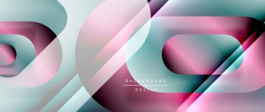 Çizgiler ve modern formlarla vektör geometrik arkaplan. Soyut yuvarlak şekiller, gölge ve ışık efektleri ile akışkan eğimli