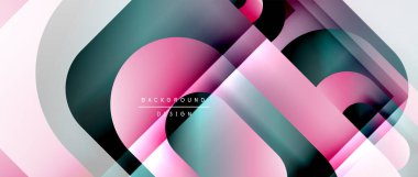 Çizgiler ve modern formlarla vektör geometrik arkaplan. Soyut yuvarlak şekiller, gölge ve ışık efektleri ile akışkan eğimli