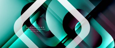 Çizgiler ve modern formlarla vektör geometrik arkaplan. Soyut yuvarlak şekiller, gölge ve ışık efektleri ile akışkan eğimli