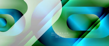 Çizgiler ve modern formlarla vektör geometrik arkaplan. Soyut yuvarlak şekiller, gölge ve ışık efektleri ile akışkan eğimli