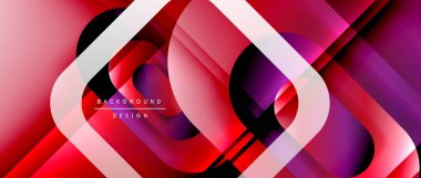 Çizgiler ve modern formlarla vektör geometrik arkaplan. Soyut yuvarlak şekiller, gölge ve ışık efektleri ile akışkan eğimli