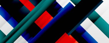 Gölge çizgileri, modern formlar, dikdörtgenler, kareler ve akışkan eğimlere sahip geometrik soyut arkaplanlar. Parlak renkli çizgiler serin arkaplanlar