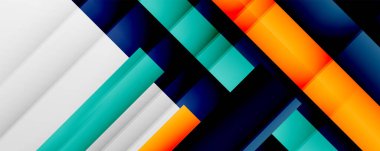 Gölge çizgileri, modern formlar, dikdörtgenler, kareler ve akışkan eğimlere sahip geometrik soyut arkaplanlar. Parlak renkli çizgiler serin arkaplanlar