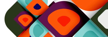 Soyut yuvarlak şekiller ve gölge efektleri tekrarlanan vektör modern geometrik arkaplan kümesi