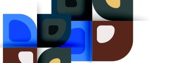 Soyut yuvarlak şekiller ve gölge efektleri tekrarlanan vektör modern geometrik arkaplan kümesi