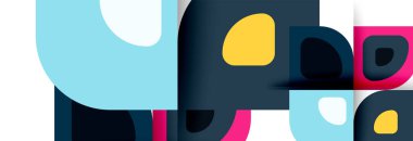 Soyut yuvarlak şekiller ve gölge efektleri tekrarlanan vektör modern geometrik arkaplan kümesi