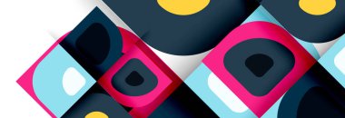 Soyut yuvarlak şekiller ve gölge efektleri tekrarlanan vektör modern geometrik arkaplan kümesi