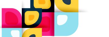 Soyut yuvarlak şekiller ve gölge efektleri tekrarlanan vektör modern geometrik arkaplan kümesi