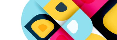 Soyut yuvarlak şekiller ve gölge efektleri tekrarlanan vektör modern geometrik arkaplan kümesi