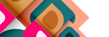 Soyut yuvarlak şekiller ve gölge efektleri tekrarlanan vektör modern geometrik arkaplan kümesi