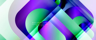 Çizgiler ve modern formlarla vektör geometrik arkaplan. Soyut yuvarlak şekiller, gölge ve ışık efektleri ile akışkan eğimli