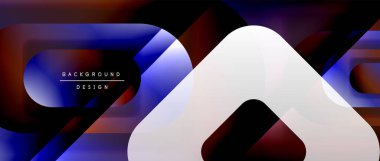 Çizgiler ve modern formlarla vektör geometrik arkaplan. Soyut yuvarlak şekiller, gölge ve ışık efektleri ile akışkan eğimli