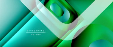 Çizgiler ve modern formlarla vektör geometrik arkaplan. Soyut yuvarlak şekiller, gölge ve ışık efektleri ile akışkan eğimli