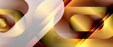 Çizgiler ve modern formlarla vektör geometrik arkaplan. Soyut yuvarlak şekiller, gölge ve ışık efektleri ile akışkan eğimli