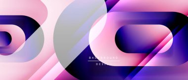 Çizgiler ve modern formlarla vektör geometrik arkaplan. Soyut yuvarlak şekiller, gölge ve ışık efektleri ile akışkan eğimli