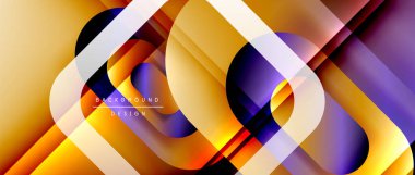 Çizgiler ve modern formlarla vektör geometrik arkaplan. Soyut yuvarlak şekiller, gölge ve ışık efektleri ile akışkan eğimli