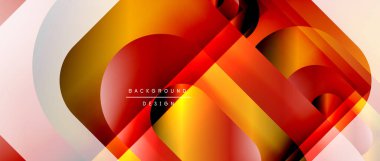 Çizgiler ve modern formlarla vektör geometrik arkaplan. Soyut yuvarlak şekiller, gölge ve ışık efektleri ile akışkan eğimli