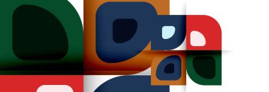 Soyut yuvarlak şekiller ve gölge efektleri tekrarlanan vektör modern geometrik arkaplan kümesi