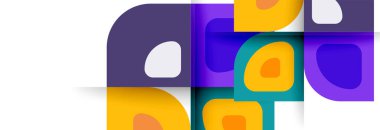 Soyut yuvarlak şekiller ve gölge efektleri tekrarlanan vektör modern geometrik arkaplan kümesi