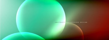 Vektör soyut arka plan sıvı baloncuk daireleri, gölgeler ve ışık efektleri ile sıvı gradyan. Metin için parlak tasarım şablonları