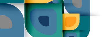 Soyut yuvarlak şekiller ve gölge efektleri tekrarlanan vektör modern geometrik arkaplan kümesi