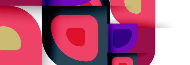 Soyut yuvarlak şekiller ve gölge efektleri tekrarlanan vektör modern geometrik arkaplan kümesi