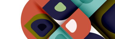 Soyut yuvarlak şekiller ve gölge efektleri tekrarlanan vektör modern geometrik arkaplan kümesi