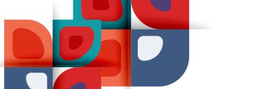 Soyut yuvarlak şekiller ve gölge efektleri tekrarlanan vektör modern geometrik arkaplan kümesi