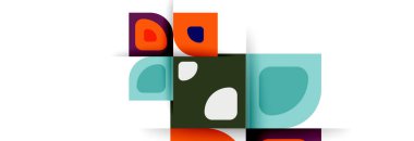 Soyut yuvarlak şekiller ve gölge efektleri tekrarlanan vektör modern geometrik arkaplan kümesi