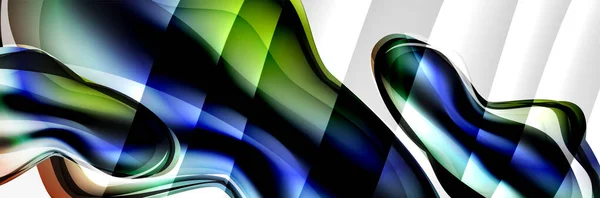 Векторний абстрактний фон, бульбашка рідкого стилю з металевою, кольоровою крихкою хромованою текстурою та ефектами кольорового світіння — стоковий вектор