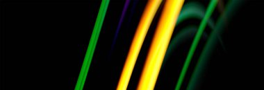 Dinamik hareket soyut arkaplan. Siyah üzerine bulanık renkli çizgiler. Sıvı çizgiler posteri. Vektör illüstrasyonu