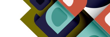 Soyut yuvarlak şekiller ve gölge efektleri tekrarlanan vektör modern geometrik arkaplan kümesi