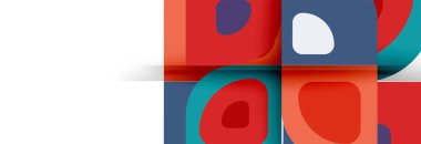 Soyut yuvarlak şekiller ve gölge efektleri tekrarlanan vektör modern geometrik arkaplan kümesi