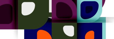 Soyut yuvarlak şekiller ve gölge efektleri tekrarlanan vektör modern geometrik arkaplan kümesi