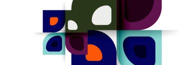 Soyut yuvarlak şekiller ve gölge efektleri tekrarlanan vektör modern geometrik arkaplan kümesi