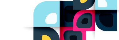 Soyut yuvarlak şekiller ve gölge efektleri tekrarlanan vektör modern geometrik arkaplan kümesi