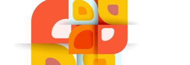 Soyut yuvarlak şekiller ve gölge efektleri tekrarlanan vektör modern geometrik arkaplan kümesi