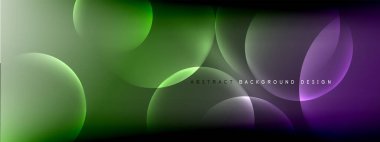 Vektör soyut arka plan sıvı baloncuk daireleri, gölgeler ve ışık efektleri ile sıvı gradyan. Metin için parlak tasarım şablonları