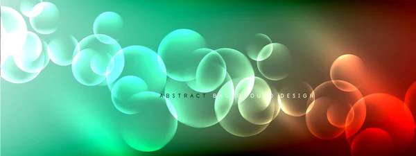 Vector abstract background liquid bubble circles on fluid gradient with shadows and light effects. Shiny design templates for text — Stock Vector