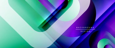 Çizgiler ve modern formlarla vektör geometrik arkaplan. Soyut yuvarlak şekiller, gölge ve ışık efektleri ile akışkan eğimli