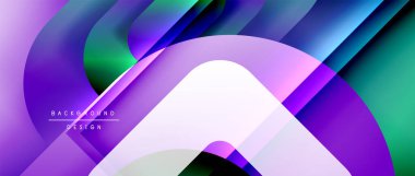 Çizgiler ve modern formlarla vektör geometrik arkaplan. Soyut yuvarlak şekiller, gölge ve ışık efektleri ile akışkan eğimli