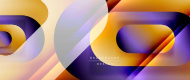 Çizgiler ve modern formlarla vektör geometrik arkaplan. Soyut yuvarlak şekiller, gölge ve ışık efektleri ile akışkan eğimli