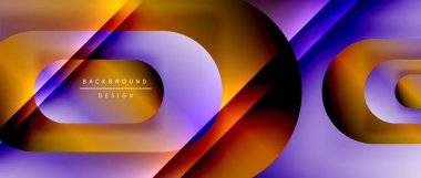 Çizgiler ve modern formlarla vektör geometrik arkaplan. Soyut yuvarlak şekiller, gölge ve ışık efektleri ile akışkan eğimli