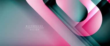 Çizgiler ve modern formlarla vektör geometrik arkaplan. Soyut yuvarlak şekiller, gölge ve ışık efektleri ile akışkan eğimli