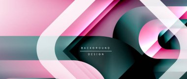 Çizgiler ve modern formlarla vektör geometrik arkaplan. Soyut yuvarlak şekiller, gölge ve ışık efektleri ile akışkan eğimli