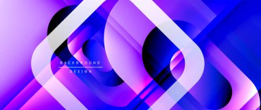 Çizgiler ve modern formlarla vektör geometrik arkaplan. Soyut yuvarlak şekiller, gölge ve ışık efektleri ile akışkan eğimli