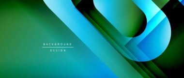 Çizgiler ve modern formlarla vektör geometrik arkaplan. Soyut yuvarlak şekiller, gölge ve ışık efektleri ile akışkan eğimli